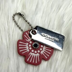 COACH Silver Tea Rose Flower Floral Bag Charm Hang Tag